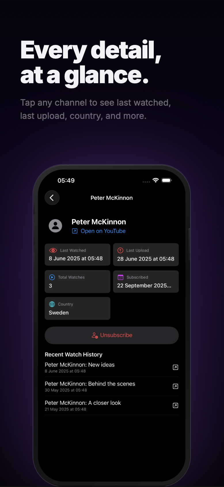 Channora selecting multiple channels to unsubscribe from at once